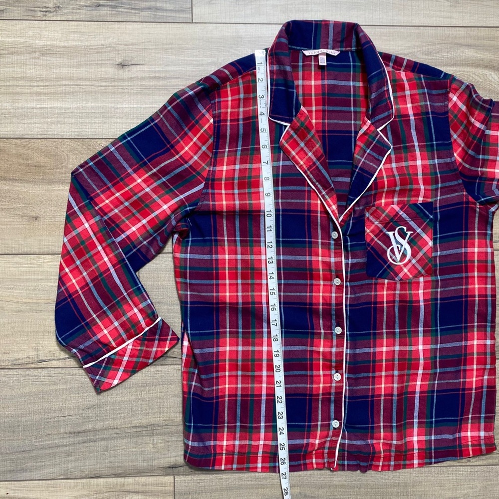 Victoria's Secret Womens Plaid Long‎ Sleeve Button Up Pajama Top Size Medium - Picture 3 of 10
